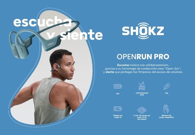 Audifonos Shokz Openrun Aeropex Conduccion Osea Bluetooth Black